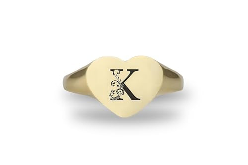 Personalized Initial's Signet Ring - Engraved Name Ring - Heart Shaped Ring - Cute Ring - Perfect For Her