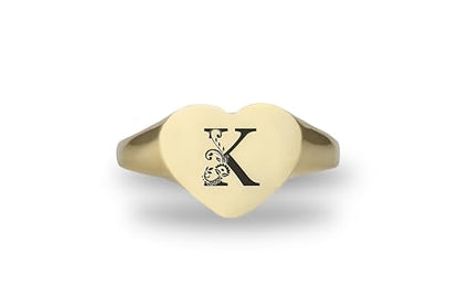 Personalized Initial's Signet Ring - Engraved Name Ring - Heart Shaped Ring - Cute Ring - Perfect For Her