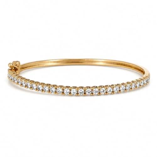 18K Gold Filled Diamond Tennis Bracelet for Women, Dainty Crystal Bangle Bracelet, Cubic Zirconia Hinged Bracelet, Stackable Wedding Jewelry, Bridesmaid Gift, Gift for Her - color: GOLD , SILVER