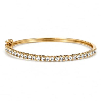 18K Gold Filled Diamond Tennis Bracelet for Women, Dainty Crystal Bangle Bracelet, Cubic Zirconia Hinged Bracelet, Stackable Wedding Jewelry, Bridesmaid Gift, Gift for Her - color: GOLD , SILVER