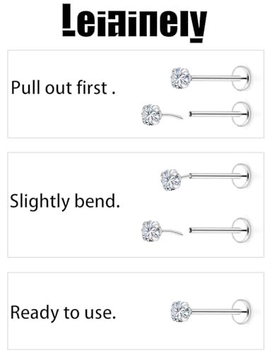 20/18/16G Threadless Nose Rings Flat Back Stud Earrings Piercing Jewelry for Women Men 6/7/8mm Push In Bar Cartilage Tragus Lip Medusa Monroe Labret Stud Hypoallergenic Surgical Steel - size: 16g*6/7/8/10mm