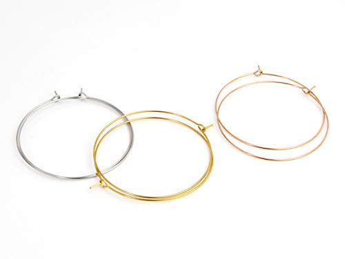 3 Pairs Thin Extra Large Hoop Earrings Set，Fashion Huge Gold Hoops 18k Gold Plated Lightweight Stainless Steel Hoops Big Geometric Round Gold Hoop Earrings Set Minimalist Jewelry for Women - size: 50MM