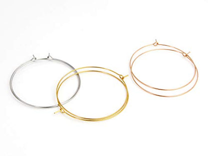 3 Pairs Thin Extra Large Hoop Earrings Set，Fashion Huge Gold Hoops 18k Gold Plated Lightweight Stainless Steel Hoops Big Geometric Round Gold Hoop Earrings Set Minimalist Jewelry for Women - size: 50MM