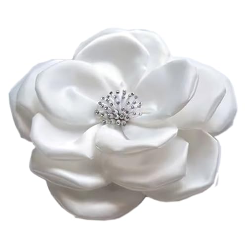 Large Plated Fabric Brooches Lapel Pins Chiffon Fabric Applique Brooches Big Flower Brooch Pin for Women Wedding Part Dance Clothes Accessories Jewelry