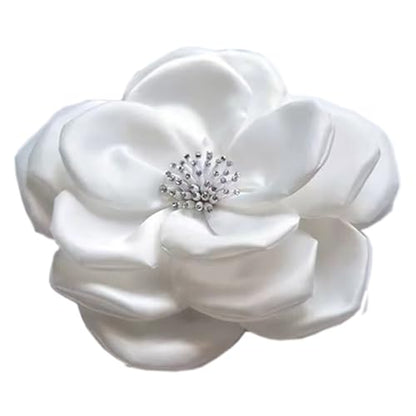 Large Plated Fabric Brooches Lapel Pins Chiffon Fabric Applique Brooches Big Flower Brooch Pin for Women Wedding Part Dance Clothes Accessories Jewelry