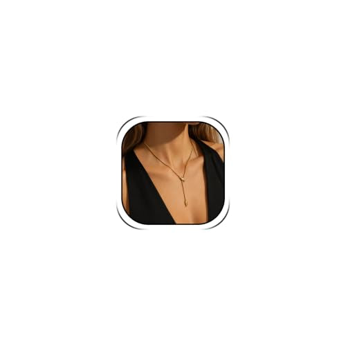 Snake Chain Lariat Necklace for Women Gift Fashion Accessory Y Necklace Slider Bead Drop Pendant Gold Tone or Silver Tone - color: A1：gold