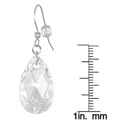 Sparkling Austrian Clear Crystal 22mm Teardrop Pear Dangle Earrings, Pierced or Clip On, Hypoallergenic Gold or Silver, Gift for Her - style: sterling silver earwires