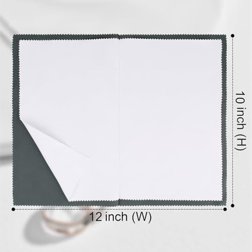 2PC X-Large 12x10'' Double Layer Jewelry Polishing & Buff Cloths (Grey) | Safe Ingredient No Harm, Works on Silver, Gold, Effective Removing Tarnish yet Gentle, Durable Safe Reusable All in One