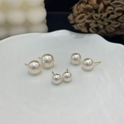 18K Gold Plated 925 Sterling Silver Shell Pearl Stud Earrings,Hypoallergenic to Sensitive Ears - style: C_M - 10mm