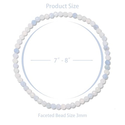 Healing Crystal Bracelet Clear Quartz Faceted Beaded Bracelets for Women Men 3mm Natural Stone Adjustable Handmade Stretch Bracelet Reiki Spiritual Jewelry Fashion Gifts - color: Aquamarine