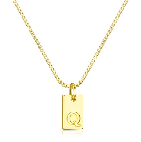 Initial Necklaces for Women 14K Gold Plated Letter Necklace Dainty Waterproof Pendant Necklace Personalized Gifts Trendy Gold Jewelry - color: Q