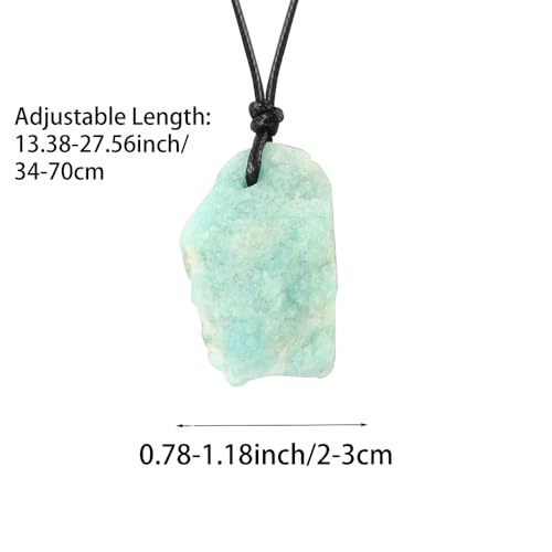 Natural Raw Crystal Necklace for Women Irregular Stone Necklaces Spiritual Gemstone Pendant with Adjustable Rope - color: A-Amazonite
