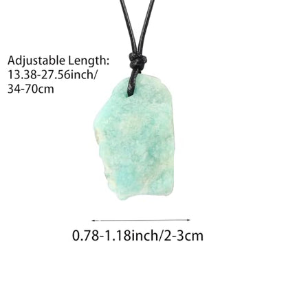 Natural Raw Crystal Necklace for Women Irregular Stone Necklaces Spiritual Gemstone Pendant with Adjustable Rope - color: A-Amazonite