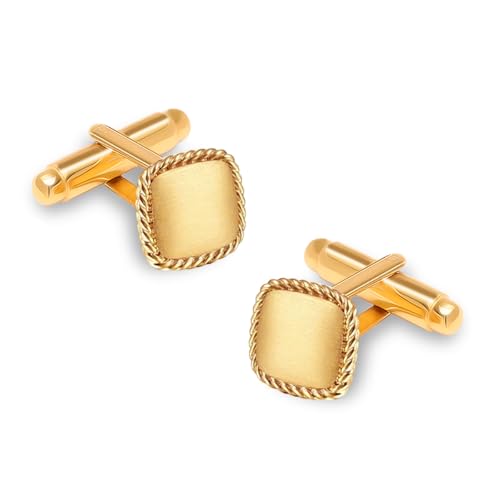 LeCalla 925 Sterling Silver Men's Cufflink | Silver Cufflinks For Men Jewelry | 14K Gold-Plated Cufflinks Business Wedding Shirt Accessories Gift for Son, Father, Husband - style: 14K Square Shaped