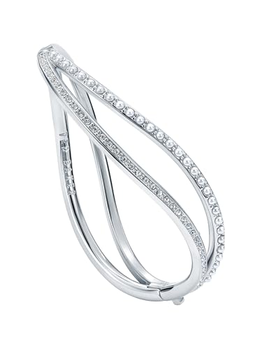 Ted Baker London Wavie Jewelled Wave Hinged Bangle Bracelet for Women - color: Silver/Pearl and Crystal