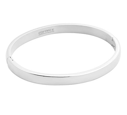 Women's Stackable Bangle Bracelet Hinged Oval-Shape - color: Silver, size: Large 7.5"Inches