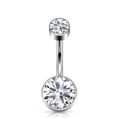 Titanium Floating Belly Button Rings 14G, ASTM F136 Implant-Grade Curved Barbell, Internal Thread with 6mm Teardrop Gems, Sparkle Navel Piercing Jewelry, 10mm/12mm Length - color: Silver-Clear cz, size: 3/8"(10mm)