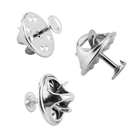 JANYUN 120 Pairs Butterfly Clutch Tie Tacks Silver Locking Pin Back | Metal Holder Clasp Lock Backings,Replacement with 8mm Length 4mm Width Blank Pins for Brooch Lapel Enamel Craft Making Badges - color: Silver, size: 4mm