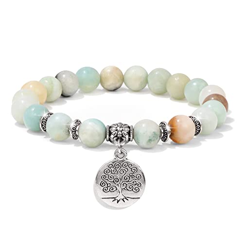 Healing Bracelet For Women Anxiety Beaded Bracelets Jewelry Healing Stone Crystal Bracelet Stress Relief Yoga Beads Chakra Bracelets Gifts For Women pink - color: Amazonite