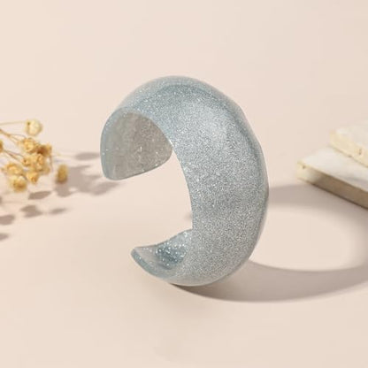 Colorful Transparent Opening Cuff Bangle Acrylic Geometric Bracelet for Women Irregular Pattern Bracelet Charm - color: Glittery-Gray