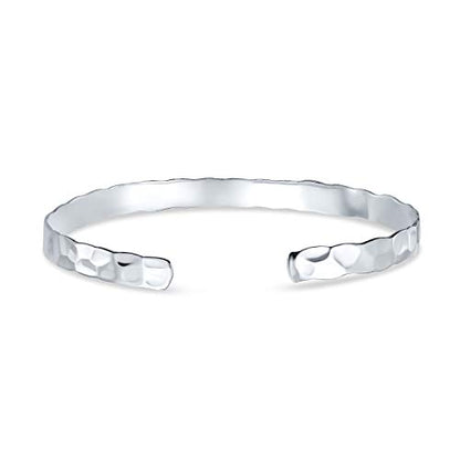 Bling Jewelry .925 Sterling Silver Personalized Textured Honeycomb Hammered Cuff Bangle Bracelet Matte Stackable For Women Gift