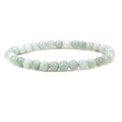 Angelstones Gemstones 6mm Round Beads Healing Crystal Bracelet for women | Natural Gemstone, Handmade Gifts for Women, Healing Crystal Round Beaded Stretch Bracelets, Unisex Jewelry for Women and Men - color: Green White Jade