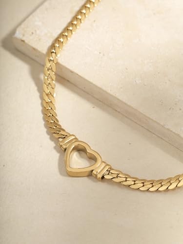 Sacina Heart Choker, Stainless Steel Necklace, Choker Necklaces for Women, Chunky Heart Necklace, Valentine Gift, Christmas Jewelry Gift - color: gold