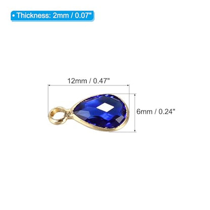 PATIKIL Birthstone Charm Beads Drop Pendant, Handmade Birthstone for Personalized Earrings Bracelet Necklace - color: Dark Blue, size: 0.47" x 0.24"