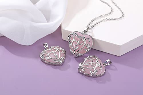 Jovivi Amethyst Rose Quartz Healing Crystal Necklace for Women Flower Leaf Wire Wrapped Crystal Heart Gemstone Pendant Necklace Natural Stone Reiki Quartz Jewelry Mothers Day Gifts - color: Rose Quartz Crystal