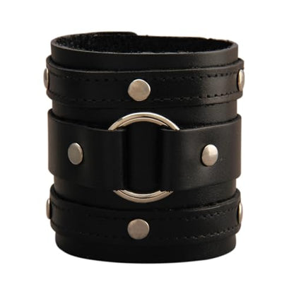 GelConnie Leather Cuff Bracelet for Men Women Wide Leather Wristband Thick Viking Mens Leather Bracelets Gothic Wrist Band Vintage Rock Wristband - style: Wide Leather Cuff