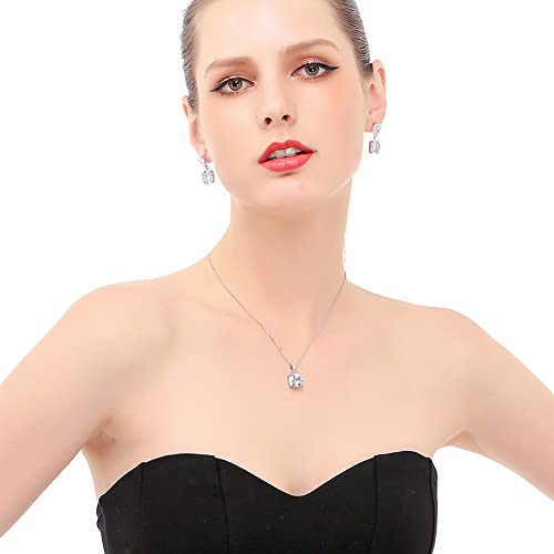 Elegant Jewelry Set for Women Silver Teardrop CZ Drop Earrings and Necklace | Square Teardrop Cubic Zirconia Rhinestone Jewelry Sets Bridal Jewelry Sets for Wedding Bride Bridesmaids Mother of Bride - style: Shining Beauty (14k Gold Plated)