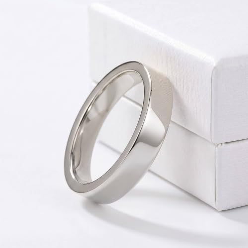 2mm 4mm 6mm Thin Titanium Wedding Rings Band for Women Man - color: Silver-4mm