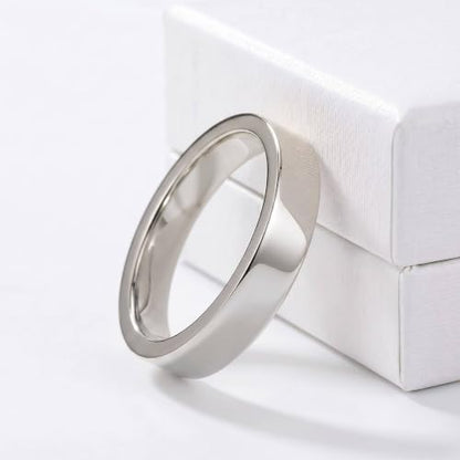 2mm 4mm 6mm Thin Titanium Wedding Rings Band for Women Man - color: Silver-4mm