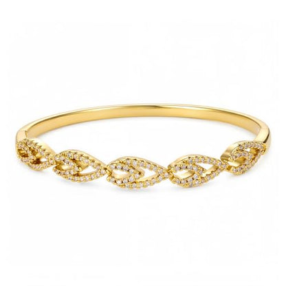 hotoo Gold Plated Bangle Bracelet for Women - style: Diamond-Set Openwork Bow Knot