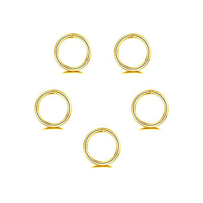 5Pcs Stainless Steel 16G 18G Sleeper Hoop Earrings for Women Men Septum Hinged Clicker Nose Lip Ring Helix Daith Cartilage Tragus Piercings Tiny Small Huggie Hoops Hypoallergenic Sensitive Ears Jewelry - style: 8mm in gold-tone 18G
