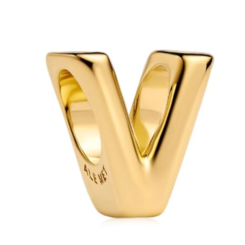 S925 A-Z Bead Charms,Initial Letter Alphabet, 14K Gold Plated, for Bracelet Necklace, Gift for Mothers Nurses Day Graduation Birthday Anniversary, for Girlfriend Family Friend, for Pandora - style: V