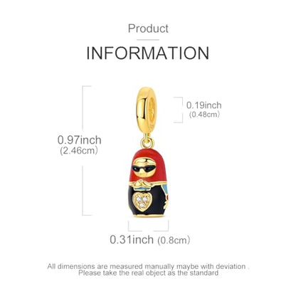 Hapour 925 Sterling Silver Charms for Bracelet Necklace Dangle Pendant Bead | Whale Shark Charm, Glow in the Dark, Matryoshka Russian Doll Baking European Jewelry Charm, 14k Gold Plated - style: Gold Modern Russian Matryoshka Doll (Openable)