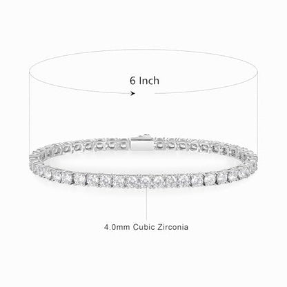 3/4/5mm Tennis Bracelet, 18k White Gold Plated 3MM/4MM/5MM Iced Out Round Cubic Zirconia Tennis Bracelet for Women Men 6.5/7/7.5 Inches - color: 4MM White Gold, size: 6 inch