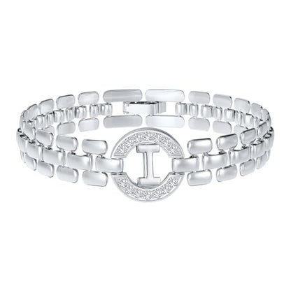 WEDDINEN Initial Bracelets for Women, 14K Gold Plated Letter A-Z Bracelets with Diamonds,Thick Chain Bracelet for Women trendy Jewelry Gifts - color: Silver-I