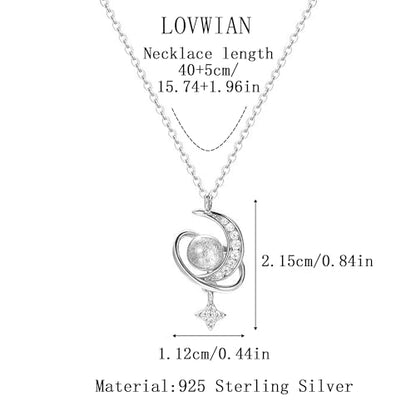 925 Sterling Silver Crescent Necklace Moon Star Pendant for Women | 14K Gold Plated Crystal Moon Necklace Dainty CZ Birthstone Ramadan Moonstone Necklace Birthday Jewelry for Mom Wife Daughter - color: Silver
