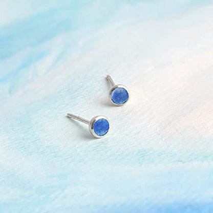 Boma Jewelry Sterling Silver Mini Circle Stud Earrings - color: Synthetic Lapis