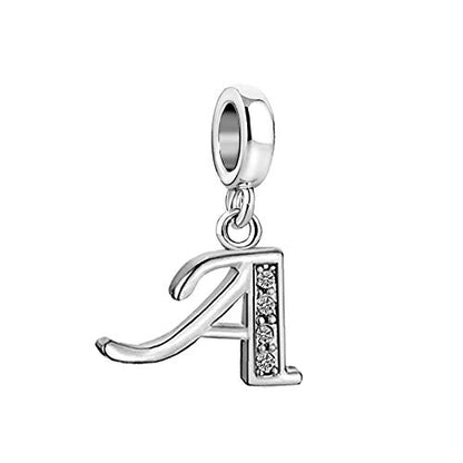 LSxAB Sparkling Initial Letter Charm Compatible with Pandora Charms Bracelets for Women A-Z Pendant Jewelry - style: Letter A