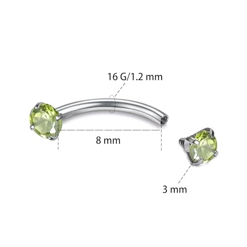 16G Eyebrow Piercing Jewelry Surgical Steel Internal Thread Curved Barbell Tiny Eyebrow Ring Vertical Labret Lip Jewelry Ear Rook Small Christmas Belly Button Ring for Women Men - color: mix