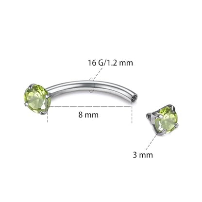 16G Eyebrow Piercing Jewelry Surgical Steel Internal Thread Curved Barbell Tiny Eyebrow Ring Vertical Labret Lip Jewelry Ear Rook Small Christmas Belly Button Ring for Women Men - color: mix