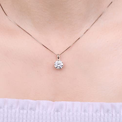 JewelryPalace Round 1ct 2ct 3ct Cubic Zirconia Solitaire Pendant Necklace for Women, 925 Sterling Silver 14k White Gold Plated Necklaces for Her, Classic Simulated Diamond Jewelry Set, 18 Inches chain - color: I-3ct-CZ-Rose Gold Plated
