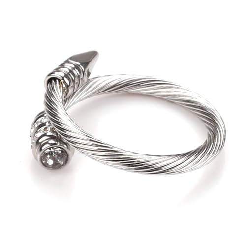 Dorriss Ring for Women Adjustable Cable Nail Rings Open Stackable Jewelry - color: B-Silver