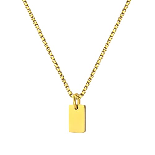 Gold Plated Square Initial Necklace Waterproof A-Z Letter Pendant on Thin Chain - Dainty, Stackable Jewelry for Women - color: Golden-J, size: F