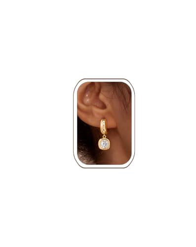LLWOM Gold Dangle Earrings for Women-Trendy 14K Gold/Silver Plated Cubic Zirconia Huggie Hoop Earrings Teardrop Earrings Lightweight Hypoallergenic Statement Jewelry Gifts for Women - color: G-Dangle Hoop