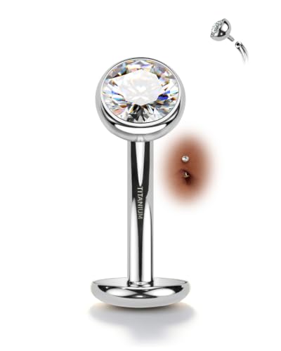 G23 Solid Titanium Belly Button Rings Floating Belly Navel Rings 14G Internally Threaded Belly Piercing Jewelry Hypoallergenic - color: WG-8MM