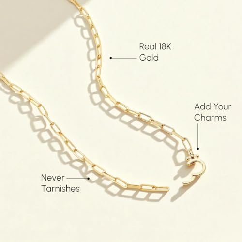 Mint & Lily Paperclip Chain Necklace for Women, Layering | 18K Gold Plated Adjustable Layering Chain Necklace, Hinge Clasp Charmn, Tarnish-Resistant, Waterproof, Jewelry Gift for Her - color: Silver